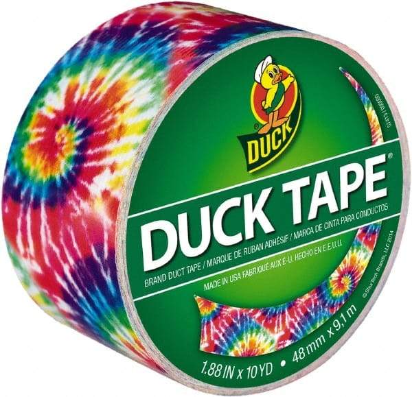 Duck - 1-7/8" x 10 Yds Tie Dye Duct Tape - 9 mil, Rubber Adhesive, Vinyl Backing, 22 Lb/ln Tensile Strength, Series DUC - A1 Tooling