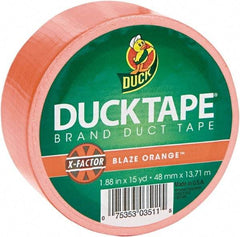 Duck - 1-7/8" x 15 Yds Orange Duct Tape - 9 mil, Rubber Adhesive, Vinyl Backing, 22 Lb/ln Tensile Strength, Series DUC - A1 Tooling