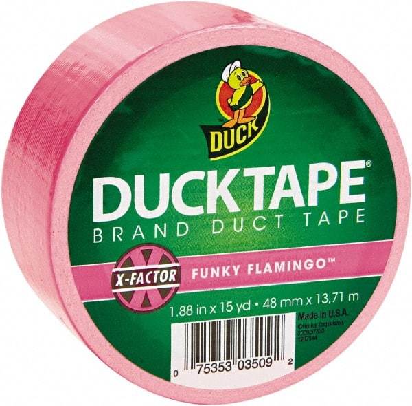 Duck - 1-7/8" x 15 Yds Pink Duct Tape - 9 mil, Rubber Adhesive, Vinyl Backing, 22 Lb/ln Tensile Strength, Series DUC - A1 Tooling