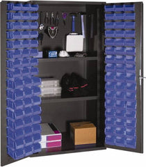 Durham - 2 Shelf 96 Bin Storage Cabinet - Steel, 36" Wide x 24" Deep x 72" High, Blue - A1 Tooling