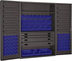 Durham - 2 Shelf 69 Bin Storage Cabinet - Steel, 48" Wide x 24" Deep x 72" High, Blue - A1 Tooling