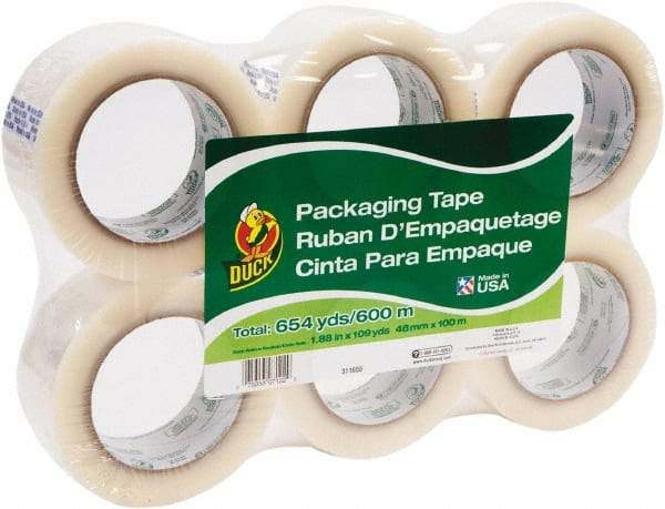 Duck - 1-7/8" x 110 Yd Clear Acrylic Adhesive Packaging Tape - Polypropylene Film Backing, 1.9 mil Thick, 25 Lb Tensile Strength, Series DUC - A1 Tooling