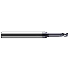 Corner Radius End Mill: 0.06″ Dia, 0.09″ LOC, 0.005″ Radius, 3 Flutes, Solid Carbide 2-1/2″ OAL, 1/8″ Shank Dia, 30 ° Helix, AlTiN Coated, Corner Radius End