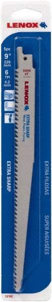 Lenox - 9" Long x 3/4" Thick, Bi-Metal Reciprocating Saw Blade - Straight Profile, 6 TPI, Toothed Edge - A1 Tooling