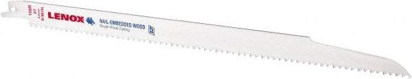 Lenox - 12" Long x 3/4" Thick, Bi-Metal Reciprocating Saw Blade - Straight Profile, 6 TPI, Toothed Edge - A1 Tooling