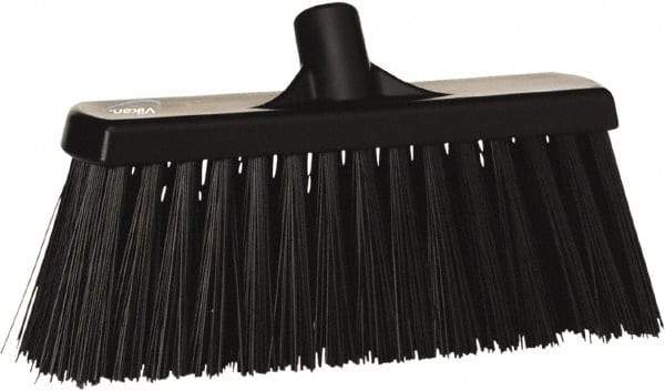 Vikan - 12" Heavy Duty Synthetic Push Broom - 3-1/2" Bristle Length, Plastic Block, European Threaded Handle Connection - A1 Tooling