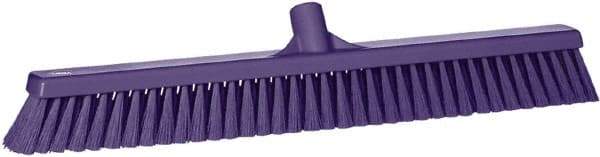 Vikan - 24" Fine Particle Synthetic Push Broom - 2" Bristle Length, Plastic Block, European Threaded Handle Connection - A1 Tooling