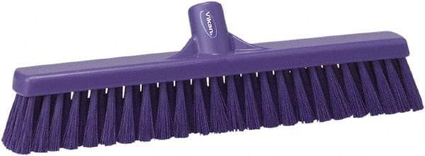 Vikan - 16" Fine Particle Synthetic Push Broom - 2" Bristle Length, Plastic Block, European Threaded Handle Connection - A1 Tooling