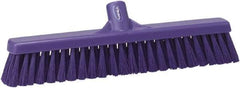 Vikan - 16" Fine Particle Synthetic Push Broom - 2" Bristle Length, Plastic Block, European Threaded Handle Connection - A1 Tooling