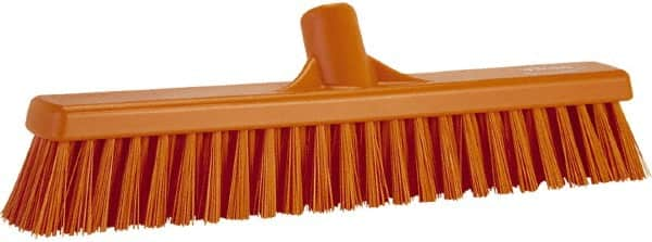 Vikan - 16" Combo Duty Synthetic Push Broom - 2" Bristle Length, Plastic Block, European Threaded Handle Connection - A1 Tooling