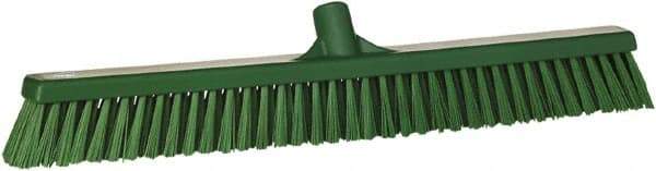 Vikan - 24" Combo Duty Synthetic Push Broom - 2" Bristle Length, Plastic Block, European Threaded Handle Connection - A1 Tooling