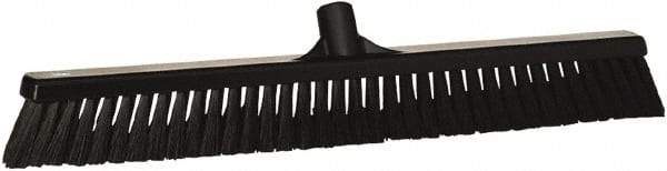 Vikan - 24" Fine Particle Synthetic Push Broom - 4" Bristle Length, Plastic Block, European Threaded Handle Connection - A1 Tooling