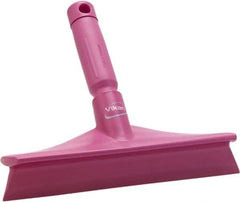 Vikan - 9.84" Rubber Blade Bench Squeegee - Single Edge, Pink, Plastic Holder - A1 Tooling