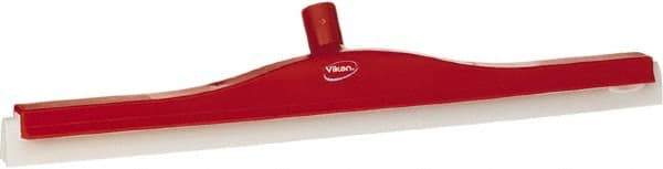 Vikan - 24" Foam Rubber Blade Floor Squeegee - Double Edge, Red, Plastic Holder - A1 Tooling