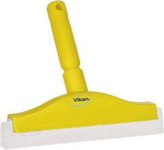 Vikan - 10" Foam Rubber Blade Bench Squeegee - Double Edge, Yellow, Plastic Holder - A1 Tooling