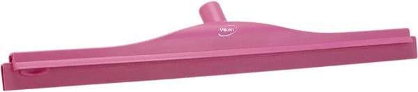 Vikan - 24" Rubber Blade Floor Squeegee - Double Edge, Pink, Plastic Holder - A1 Tooling