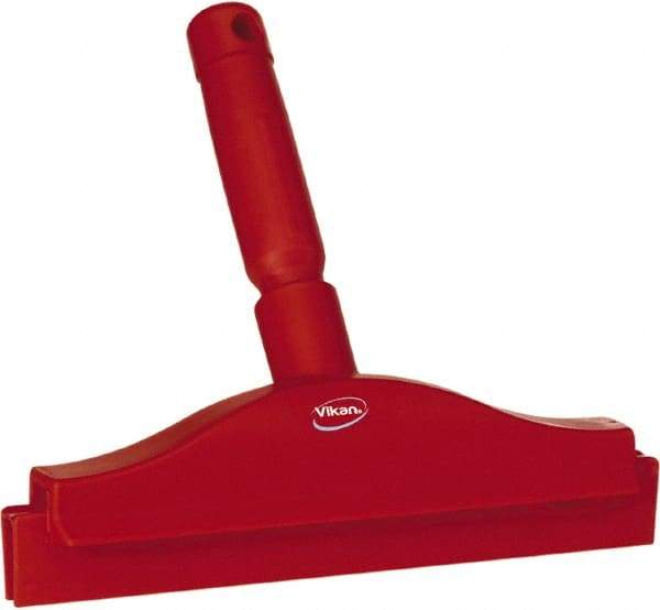 Vikan - 10" Rubber Blade Floor Squeegee - Double Edge, Red, Plastic Holder - A1 Tooling