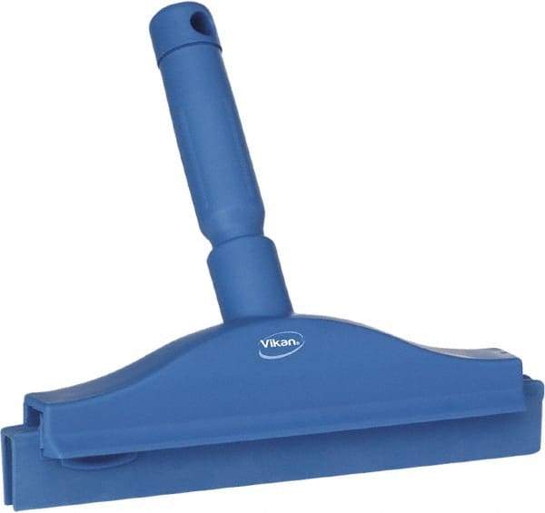 Vikan - 10" Rubber Blade Floor Squeegee - Double Edge, Blue, Plastic Holder - A1 Tooling