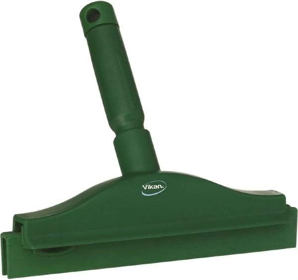 Vikan - 10" Rubber Blade Floor Squeegee - Double Edge, Green, Plastic Holder - A1 Tooling