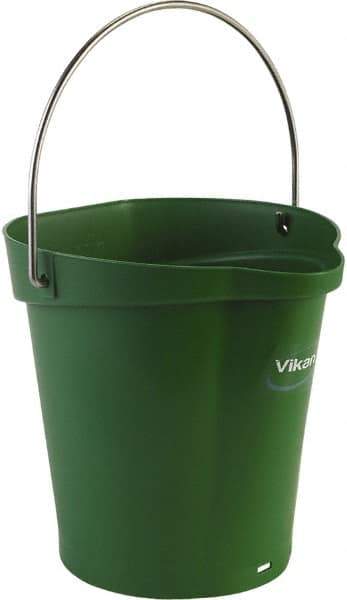 Vikan - 1-1/2 Gal, Polypropylene Round Green Single Pail with Pour Spout - Handle Included - A1 Tooling