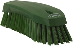 Vikan - 1.3" Bristle Length, Polyester Utility Scrub Brush - 7" Long x 3" Wide Head, 8" OAL, Green, Polypropylene Block - A1 Tooling