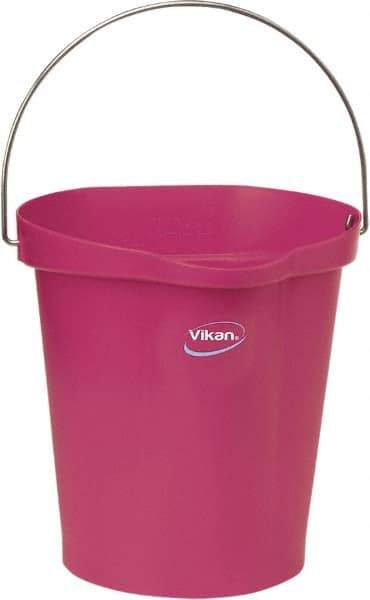 Vikan - 3 Gal, Polypropylene Round Pink Single Pail with Pour Spout - Handle Included - A1 Tooling