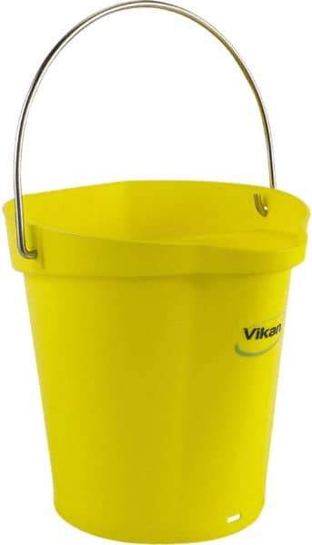 Vikan - 1-1/2 Gal, Polypropylene Round Yellow Single Pail with Pour Spout - Handle Included - A1 Tooling