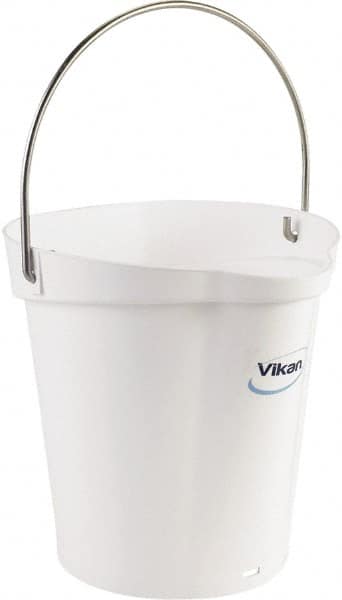 Vikan - 1-1/2 Gal, Polypropylene Round White Single Pail with Pour Spout - Handle Included - A1 Tooling