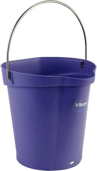 Vikan - 1-1/2 Gal, Polypropylene Round Purple Single Pail with Pour Spout - Handle Included - A1 Tooling