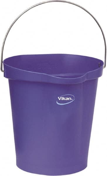 Vikan - 3 Gal, Polypropylene Round Purple Single Pail with Pour Spout - Handle Included - A1 Tooling