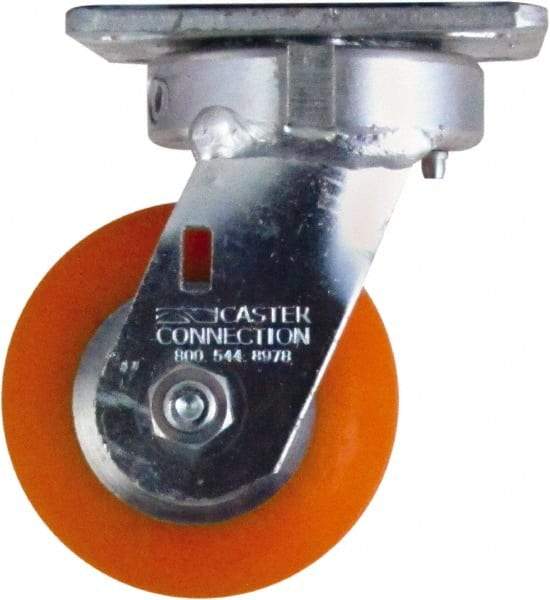 Caster Connection - 4" Diam x 2" Wide x 5-5/8" OAH Top Plate Mount Swivel Caster - Polyurethane on Aluminum, 700 Lb Capacity, Sealed Precision Ball Bearing, 4 x 4-1/2" Plate - A1 Tooling