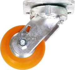 Caster Connection - 4" Diam x 2" Wide x 5-5/8" OAH Top Plate Mount Swivel Caster - Polyurethane on Aluminum, 700 Lb Capacity, Sealed Precision Ball Bearing, 4 x 4-1/2" Plate - A1 Tooling