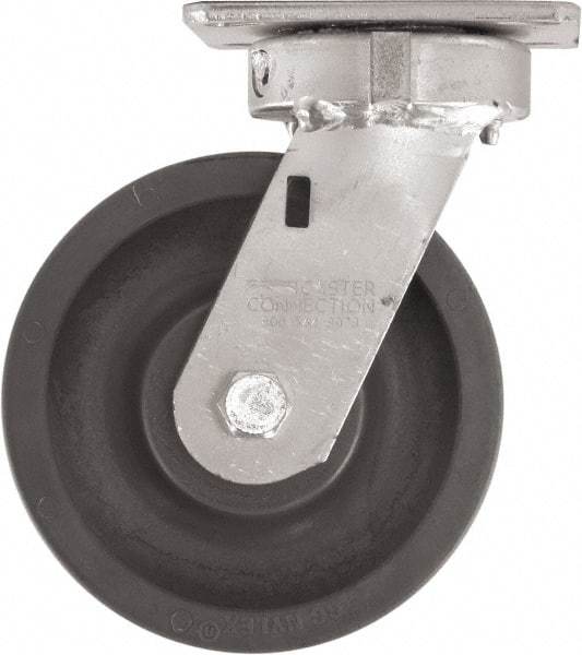 Caster Connection - 6" Diam x 2" Wide x 7-1/2" OAH Top Plate Mount Swivel Caster - High Grade Nylon, 1,500 Lb Capacity, Sealed Precision Ball Bearing, 4 x 4-1/2" Plate - A1 Tooling