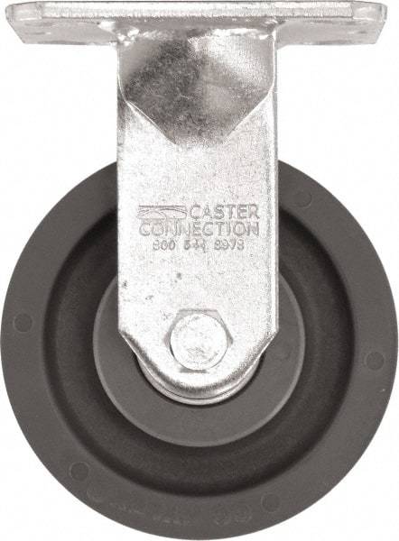 Caster Connection - 5" Diam x 2" Wide x 6-1/2" OAH Top Plate Mount Rigid Caster - High Grade Nylon, 1,200 Lb Capacity, Sealed Precision Ball Bearing, 4 x 4-1/2" Plate - A1 Tooling