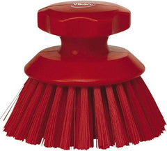 Vikan - 1-1/2" Bristle Length, Polyester Food Service Brush - 3-3/4" Long x 5" Wide Head, 5" OAL, Red, Polypropylene Block - A1 Tooling