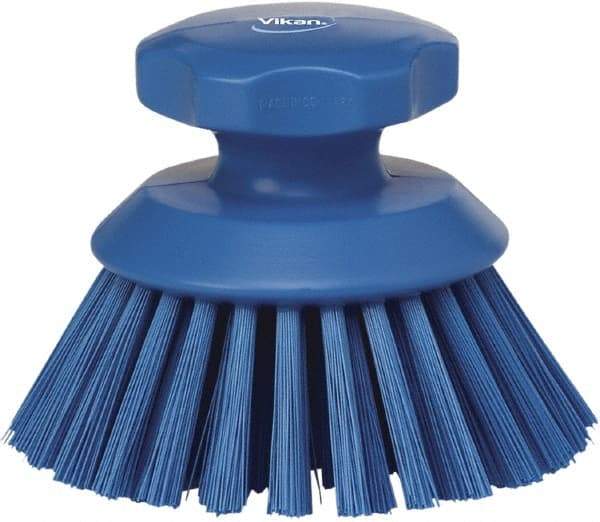 Vikan - 1-1/2" Bristle Length, Polyester Food Service Brush - 3-3/4" Long x 5" Wide Head, 5" OAL, Blue, Polypropylene Block - A1 Tooling