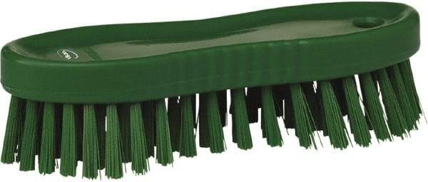 Vikan - 1" Bristle Length, Polyester Scrub Brush - 6-1/4" Long x 7" Wide Head, 7" OAL, Green, Polypropylene Block - A1 Tooling