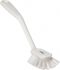 Vikan - 1" Bristle Length, Polyester Food Service Brush - 2-11/16" Long x 1" Wide Head, 10-1/2" OAL, White, Polypropylene Block - A1 Tooling