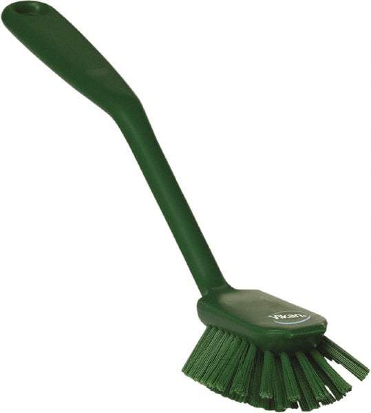 Vikan - 1" Bristle Length, Polyester Food Service Brush - 2-11/16" Long x 1" Wide Head, 10-1/2" OAL, Green, Polypropylene Block - A1 Tooling