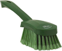 Vikan - 1.8" Bristle Length, Polyester Scrub Brush - 4-1/4" Long x 2-3/4" Wide Head, 10" OAL, Green, Polypropylene Block, Flagged - A1 Tooling