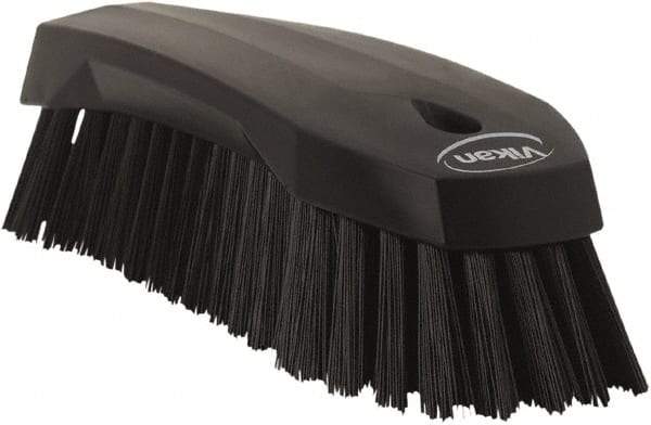 Vikan - 1.3" Bristle Length, Polyester Utility Scrub Brush - 7" Long x 3" Wide Head, 8" OAL, Black, Polypropylene Block - A1 Tooling