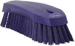 Vikan - 1.3" Bristle Length, Polyester Utility Scrub Brush - 7" Long x 3" Wide Head, 8" OAL, Purple, Polypropylene Block - A1 Tooling