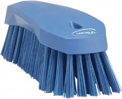 Vikan - 1.3" Bristle Length, Polyester Utility Scrub Brush - 7" Long x 3" Wide Head, 8" OAL, Blue, Polypropylene Block - A1 Tooling