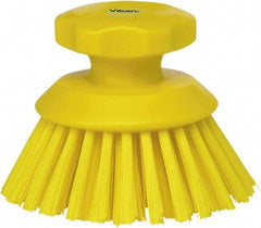 Vikan - 1-1/2" Bristle Length, Polyester Food Service Brush - 3-3/4" Long x 5" Wide Head, 5" OAL, Yellow, Polypropylene Block - A1 Tooling