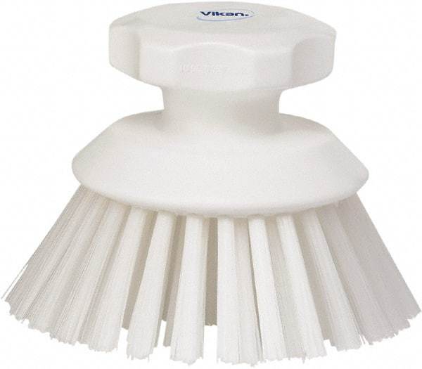 Vikan - 1-1/2" Bristle Length, Polyester Food Service Brush - 3-3/4" Long x 5" Wide Head, 5" OAL, White, Polypropylene Block - A1 Tooling