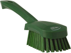 Vikan - 1.3" Bristle Length, Polyester Scrub Brush - 4-1/4" Long x 2-3/4" Wide Head, 10" OAL, Green, Polypropylene Block - A1 Tooling