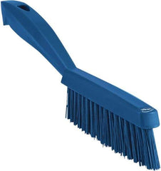 Vikan - 1.3" Bristle Length, Polyester Scrub Brush - 5-7/8" Long x 0.8" Wide Head, 11.2" OAL, Blue, Polypropylene Block - A1 Tooling