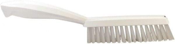 Vikan - 1.3" Bristle Length, Polyester Scrub Brush - 5-7/8" Long x 0.8" Wide Head, 11.2" OAL, White, Polypropylene Block - A1 Tooling