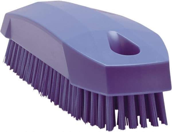 Vikan - 0.7" Bristle Length, Polyester Scrub Brush - 1-1/2" Wide Head, 4-1/2" OAL, Purple, Polypropylene Block - A1 Tooling