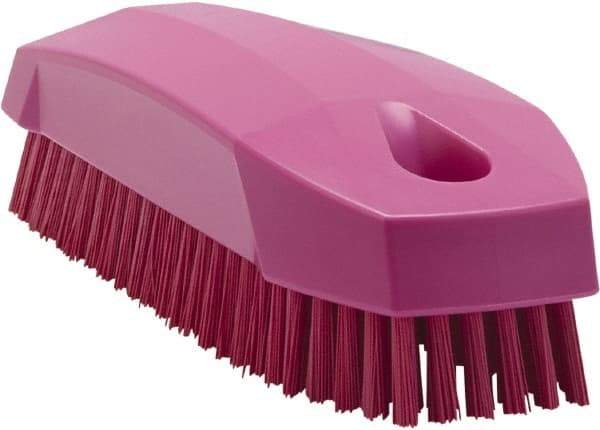 Vikan - 0.7" Bristle Length, Polyester Scrub Brush - 1-1/2" Wide Head, 4-1/2" OAL, Pink, Polypropylene Block - A1 Tooling